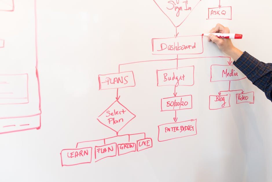 Schema a blocchi su lavagna bianca che illustra il percorso di apprendimento e crescita nel PCTO, con focus su pianificazione e budget.