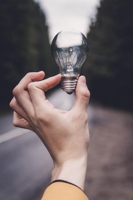 Mano che tiene una lampadina: metafora di idee innovative per un futuro sostenibile nell'istruzione del 21° secolo