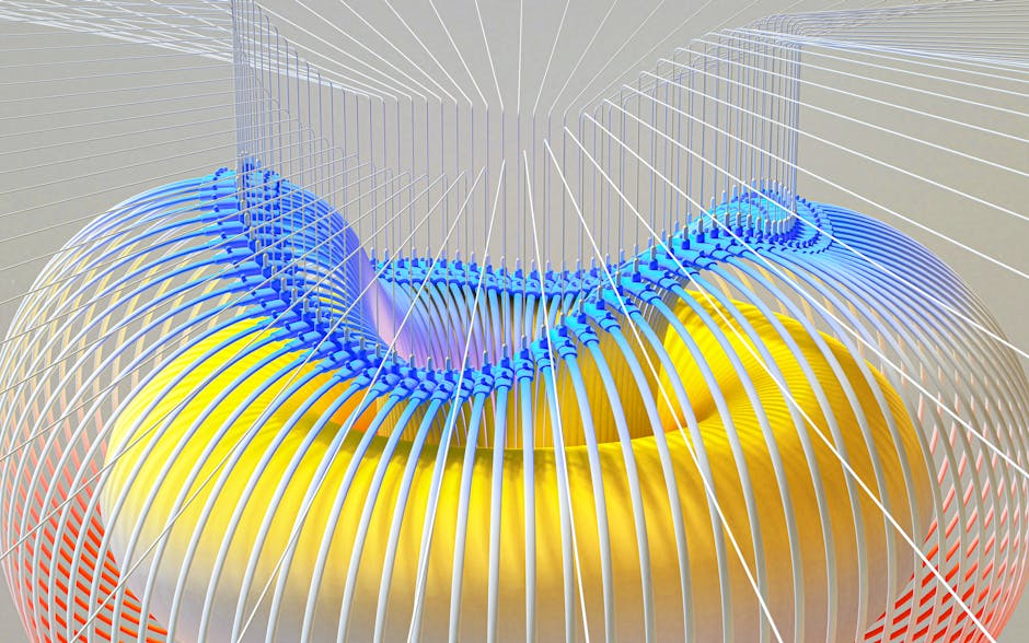 Modello 3D di struttura ingegneristica complessa per innovazione e sostenibilità tecnologica, visualizzazione di dati e progettazione avanzata.