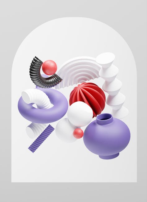 Illustrazione 3D di corpi geometrici colorati: sfere, cilindri e forme astratte per articolo sul volume della sfera.