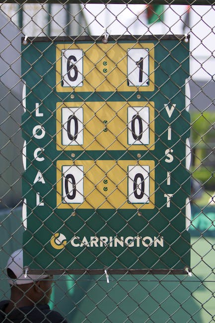 Punteggio tennis: analisi matematica del match Tabellone segnapunti tennis con punteggio 6-1, 0-0, 0-0. Analisi dei numeri e statistiche nel tennis per comprendere il gioco.