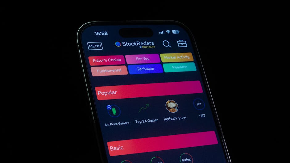 App StockRadars Premium su smartphone per analisi finanziaria e monitoraggio mercati, utile per la pianificazione POF e PTOF scolastico.