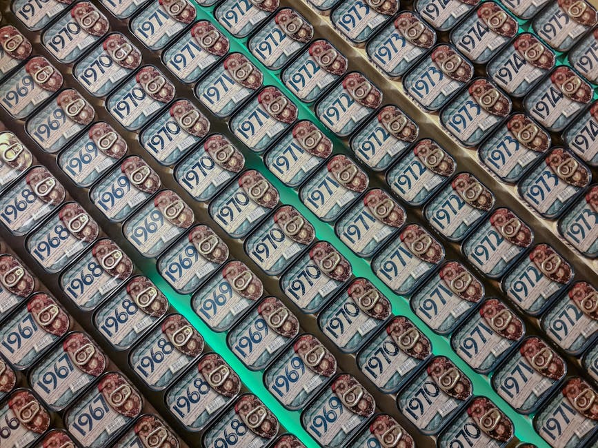 Lattine di sardine vintage con date 1967-1975, simbolo degli Anni di Piombo e della memoria storica italiana.