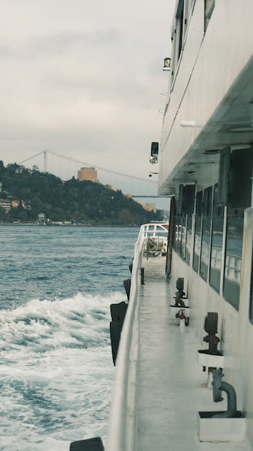 Vista dal traghetto sul Bosforo a Istanbul con ponte sullo sfondo, evocando le onde radio che connettono il mondo