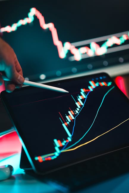 Grafico candlestick su tablet per trading automatizzato e analisi finanziaria avanzata, rivoluzionando la finanza moderna.