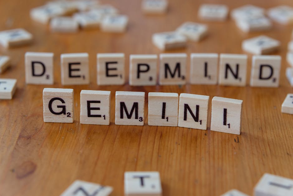 DeepMind Gemini: tessere di Scrabble che formano le parole DeepMind e Gemini, simbolo della collaborazione Google Sea Ltd sull'IA nel Sud-Est asiatico.