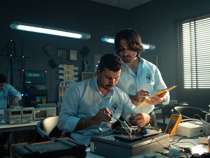 Valutazione didattica: studenti al lavoro in laboratorio, apprendimento pratico e insegnamento efficace con strumenti e metodologie innovative.