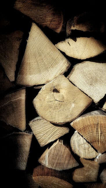 Catasta di legna da ardere tagliata e impilata per il camino. Guida alla scelta del peso e del materiale ideale per riscaldare la casa.