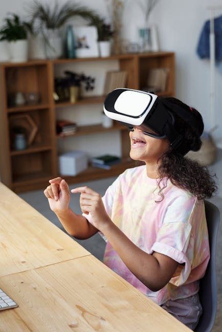 VR per Esami di Maturità: Apprendimento Immersivo Studentessa sorridente usa visore VR per simulazione esame di maturità immersivo e interattivo. Realtà virtuale per apprendimento innovativo.