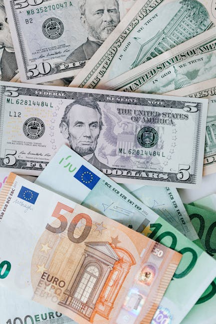 Investimento scolastico: primi piani di banconote euro e dollari, simbolo dei fondi stanziati per i laboratori.