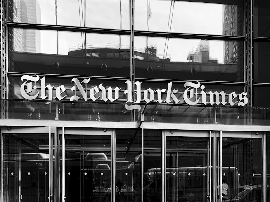 Ingresso del New York Times, simbolo di affidabilità e rinnovamento nel portale educativo con più servizi e accessibilità.