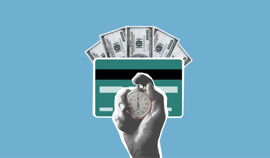 Arretrati stipendi docenti e ATA: illustrazione di una carta di credito, banconote e un cronometro che simboleggia i tempi di pagamento