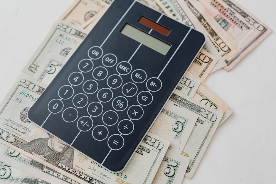 Calcolatrice su banconote americane: visualizzazione del fondo minute spese e gestione finanziaria a inizio anno
