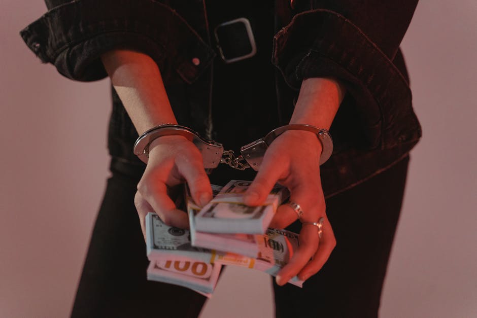 Mani ammanettate che stringono mazzette di dollari: implicazioni legali e pena capitale a Washington