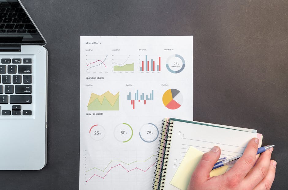 Analisi dei dati scolastici: grafici e statistiche per il miglioramento delle performance educative, con laptop e appunti.