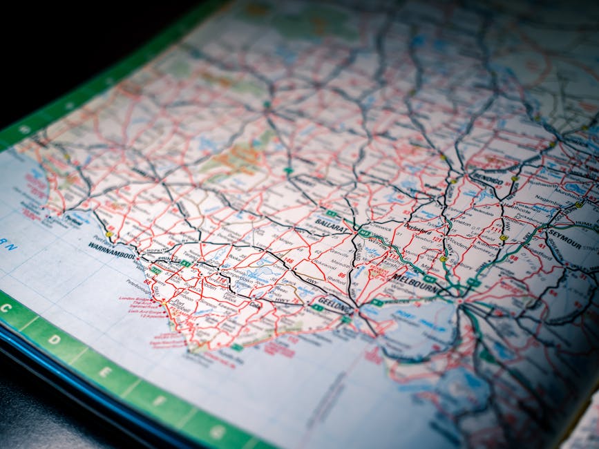 Mappa stradale dettagliata della regione per la scelta degli elenchi regionali e le procedure successive alla selezione della regione.