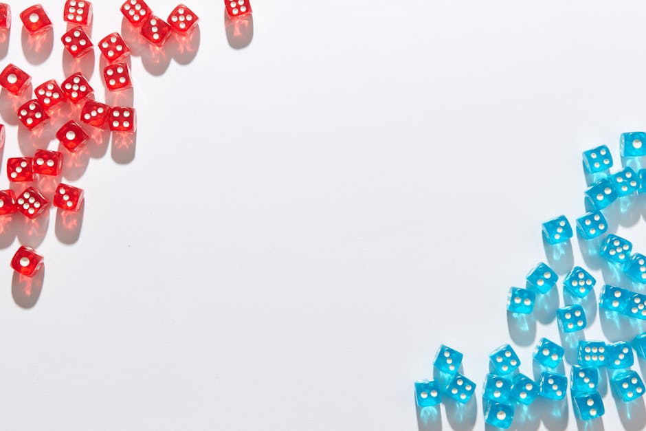 Dadi rossi e blu contrapposti su sfondo bianco, metafora visiva del Disturbo Oppositivo Provocatorio e delle dinamiche relazionali a scuola.