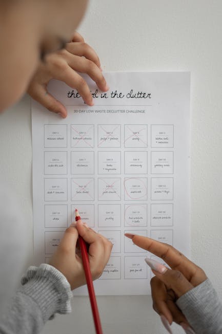 Piano di miglioramento personale: monitoraggio del decluttering per la sostenibilità e l'efficacia del processo.