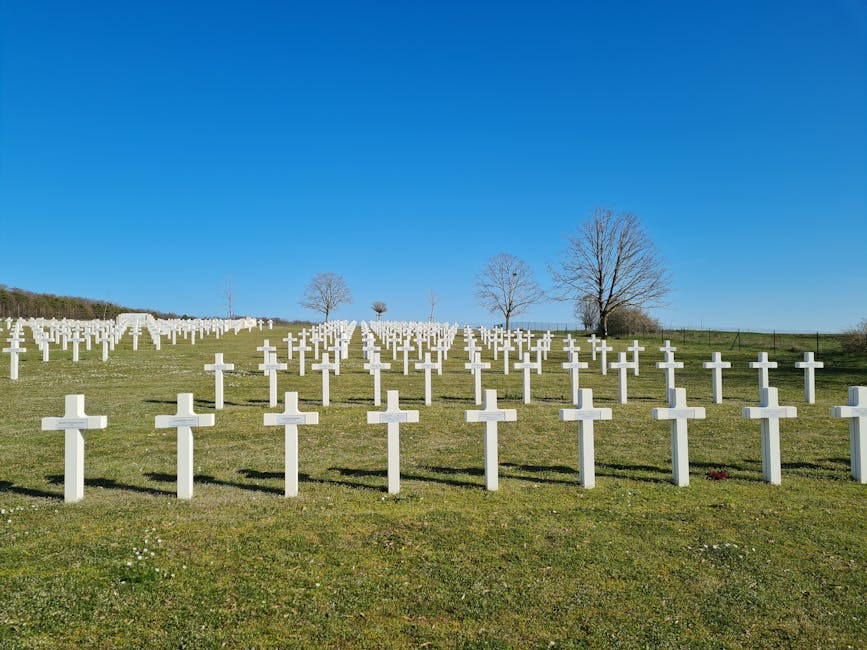 Cimitero militare con croci bianche: un tributo all'eroismo senza tempo della Guerriera Camilla e dei suoi compagni caduti.