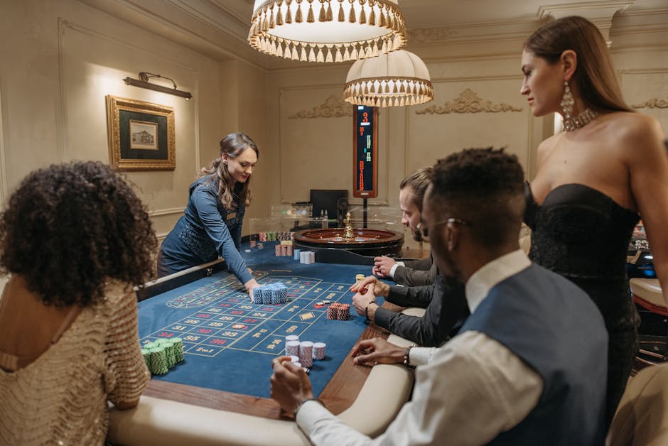 Griglia di osservazione al casinò: croupier e giocatori analizzati per strategie vincenti e valutazione delle dinamiche di gioco