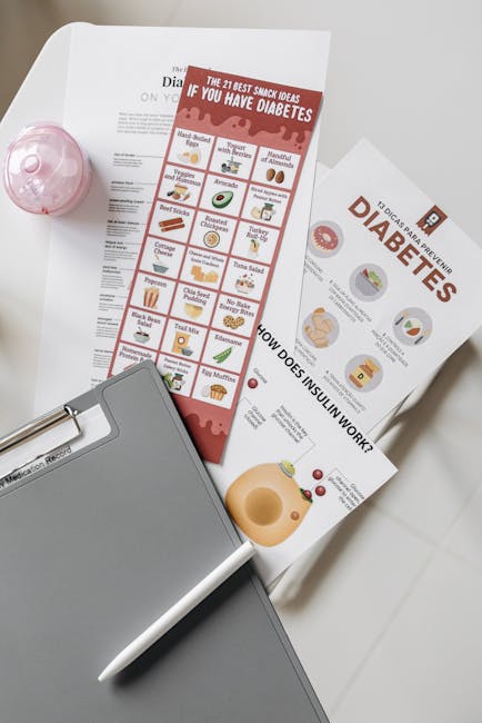Materiale informativo sulla gestione del diabete e scelte alimentari sane per investire nella salute e nel benessere.