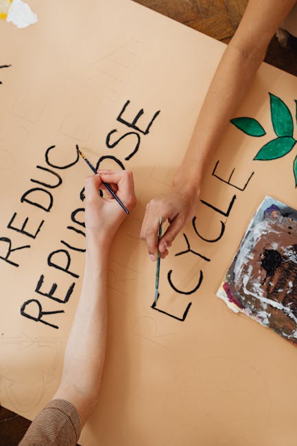 Progetto artistico collaborativo: creazione di un manifesto per la sostenibilità con le parole Reduce Reuse Recycle. Ispirazione creativa.