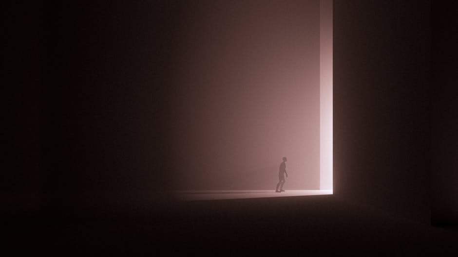 Figura solitaria verso la luce: metafora del Purgatorio dantesco, espiazione e speranza di redenzione nell'aldilà secondo Dante Alighieri.