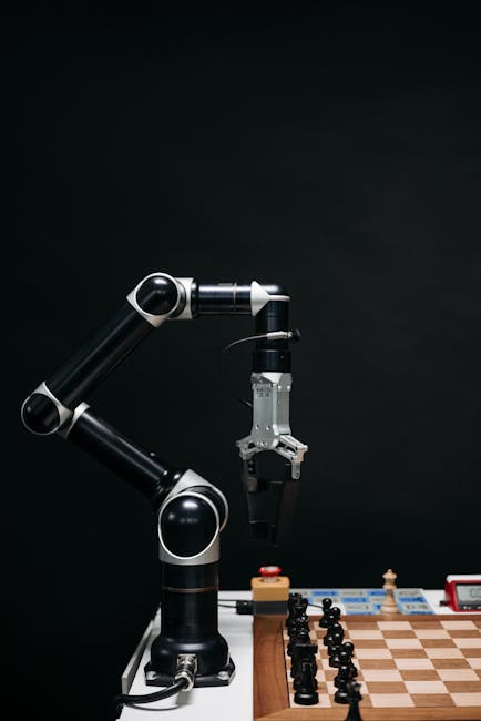 Robot che gioca a scacchi: metafora dell'intelligenza artificiale e il suo ruolo nell'istruzione scolastica e nel futuro.