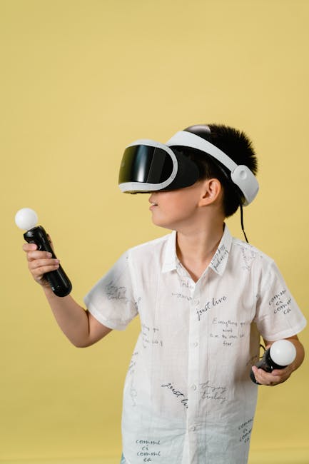 Bambino con visore VR e controller alla Scuola Domenica di Arezzo, apprendimento interattivo e coinvolgente con realtà virtuale.