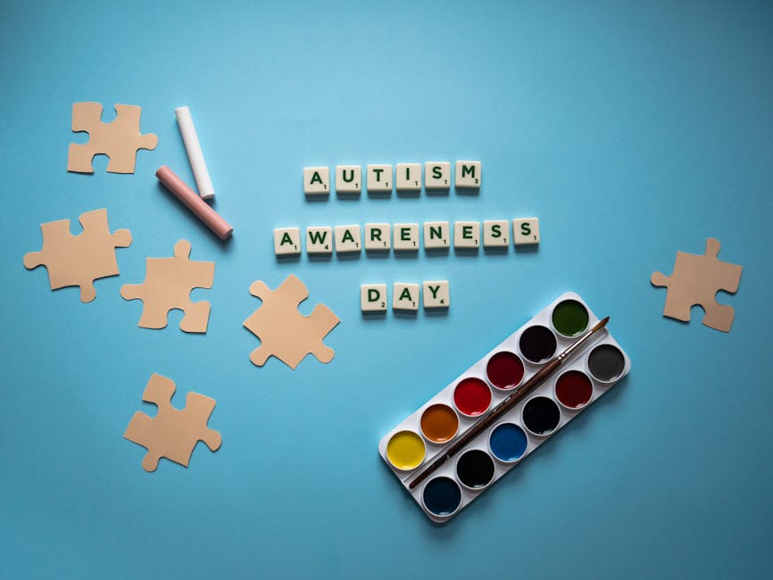 Giornata mondiale consapevolezza autismo: puzzle, colori e didascalia per il PEI unico e bisogni educativi speciali. Inclusione scolastica.
