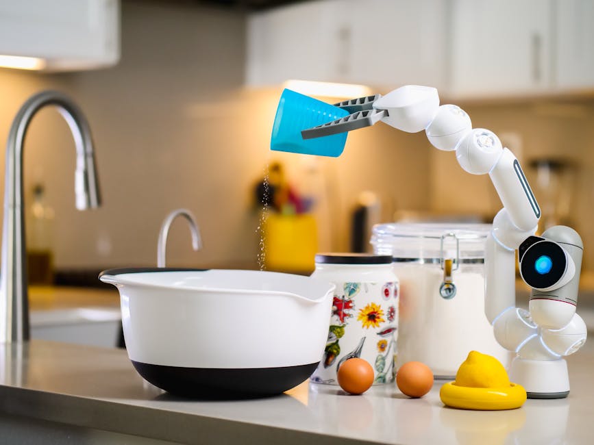 Robot da cucina automatizzato versa ingredienti in una ciotola, simbolo dell'automazione che minaccia il settore IT indiano